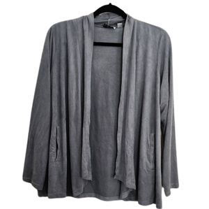 Joan Rivers Gray Microfiber Cardigan  Women's Large‎